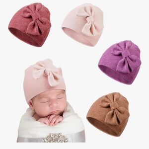 Like new, some never used-Set of 5 Baby Bow Beanies